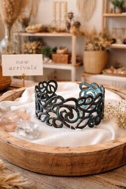 Pomina Vintage Blue Metal Cuff Bracelet New